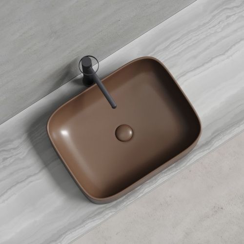 Раковина из сантехнического фарфора Ceramica Nova ELEMENT CN6052MDB 50х40 накладная цвет коричневый без отверстий под смеситель - фото 4