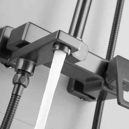 Душевая стойка Shevanik S8236T настенная цвет оружейная сталь