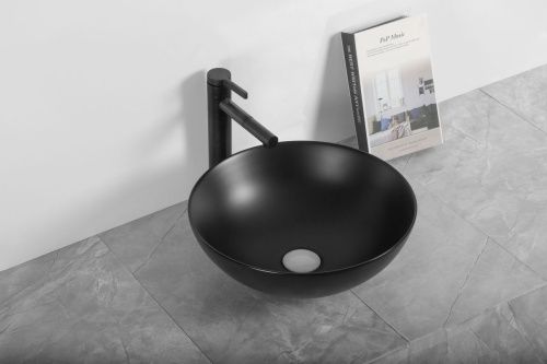 Раковина из сантехнического фарфора Cerutti SPA CR3301MB 40х40 накладная цвет черный без отверстий под смеситель