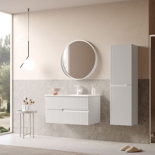 Тумба с раковиной Orka Moonlight 5001497 90х50 подвесная цвет белый - фото 3