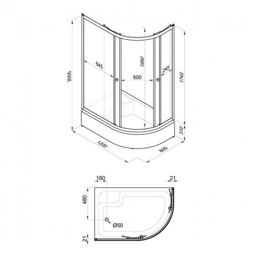 Душевой уголок Тритон Коралл Щ0000061782 120х80 стекло с рисунком профиль белый с поддоном - фото 2