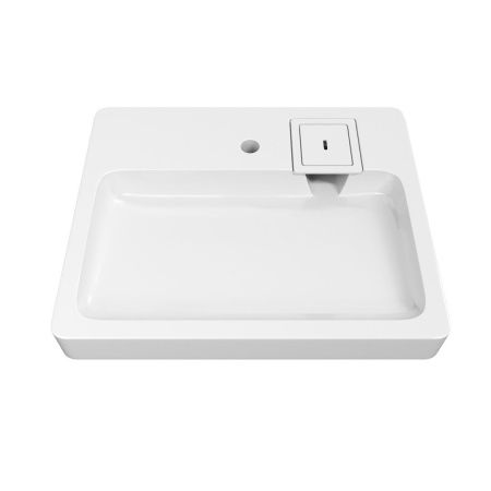 Раковина из литьевого мрамора Teymi Kati Pro T50411 60х49 над стиральной машиной цвет белый 1 отверстие под смеситель