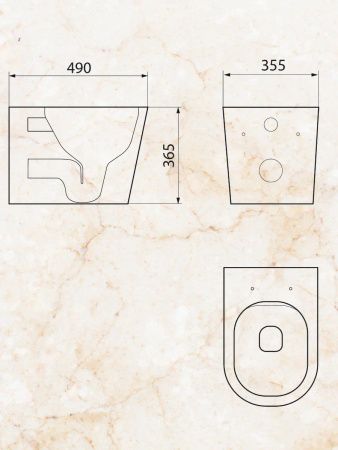 Унитаз подвесной Sintesi SIN-TS-BLT-172 белый безободковый с сиденьем микролифт душевой смыв
