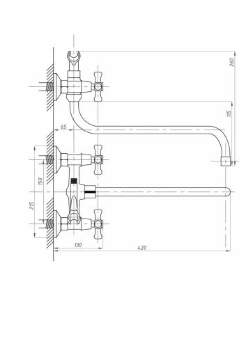 Смеситель для ванны и душа FAUZT FZs-511-07 настенный хром - фото 4