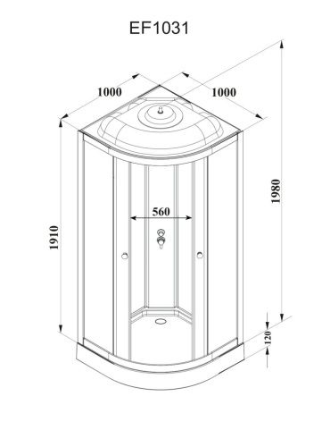 Душевая кабина Parly Effect EF1031 100х100 четверть круга с крышей ориентация универсальная - фото 3