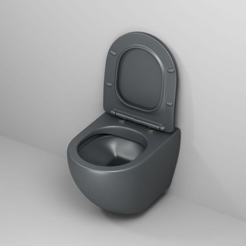 Унитаз подвесной Grossman Color GR-4455GMS серый с сиденьем микролифт безободковый каскадный смыв - фото 4