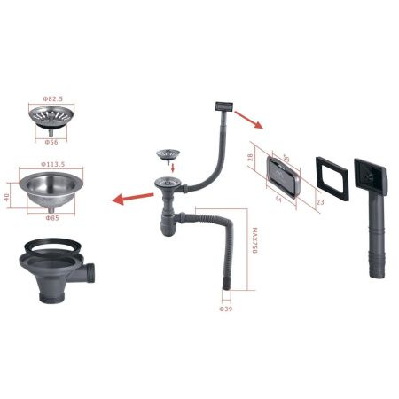 Кухонная мойка Fashun 19M Комплект AS5545 55х45 цвет серый поверхность матовая