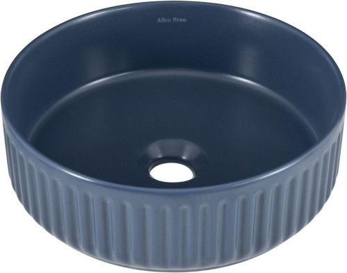 Раковина керамическая Allen Brau Fantasy 4.11032.ID 40х40 накладная цвет синий без отверстий под смеситель - фото 4