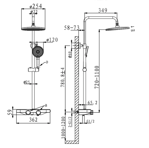 Душевая стойка Arrow AG3327CP настенная цвет хром - фото 2