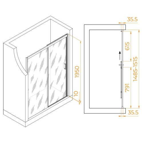 Душевая дверь RGW Passage 350801715-11 150х195 стекло прозрачное профиль хром - фото 5