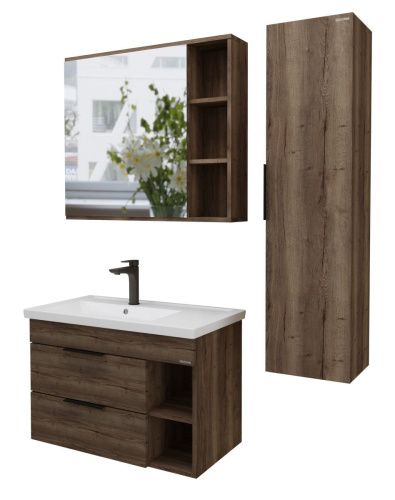 Зеркало-шкаф Grossman Форта 2080022 80х70 подвесной цвет коричневый - фото 2