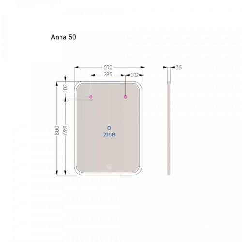 Зеркало с подсветкой Alavann Anna ALV0016001 50х80 подвесное - фото 3