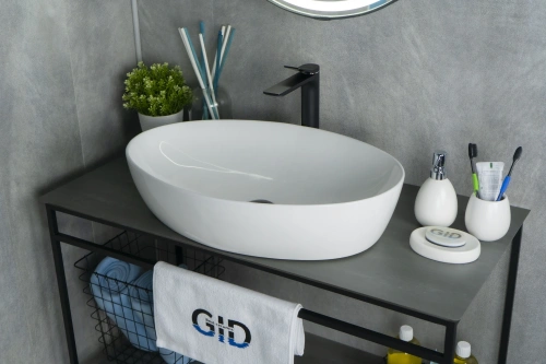 Раковина керамическая Gid Lago 51148 60х40 накладная цвет белый без отверстий под смеситель - фото 2