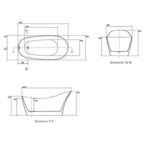 Ванна акриловая Kerasan WALDORF 743201 170х80 отдельностоящая овальная - фото 2
