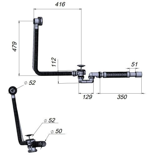 Слив-перелив Am.Pm W90A-1000-OFL белый;хром - фото 3