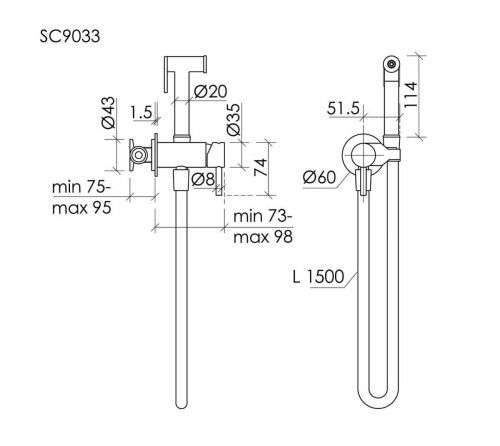Гигиенический душ со смесителем Sancos Etna SC9033GG вороненая сталь - фото 2