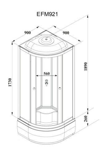 Душевая кабина Parly Effect EFM921 90х90 четверть круга с крышей ориентация универсальная - фото 3