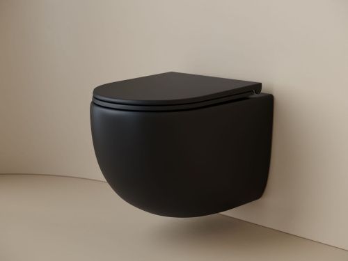 Унитаз подвесной Ceramica Nova UP CN4007MB черный с сиденьем микролифт безободковый душевой смыв - фото 3