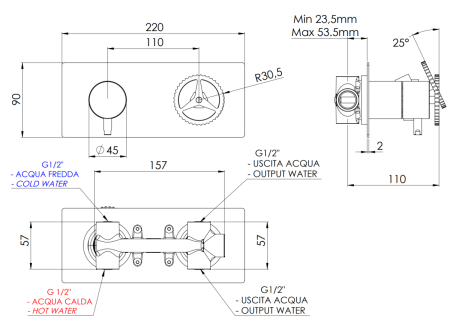 Смеситель для душа Remer Chrono CH93ZCFP встраиваемый в стену черный
