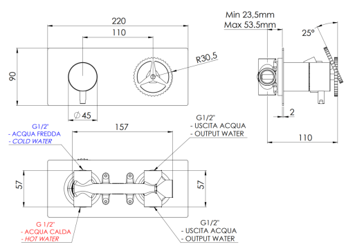 Смеситель для душа Remer Chrono CH93ZXV встраиваемый в стену нержавеющая сталь - фото 2