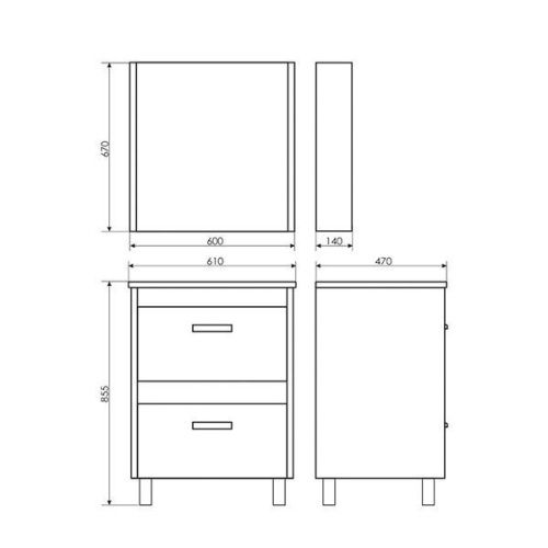 Тумба с раковиной Comforty Тулуза 00-00016585CF 60х50 напольная цвет белый/бежевый - фото 2