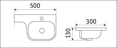 Раковина из сантехнического фаянса CeramaLux 78365 50х30 подвесная цвет белый 1 отверстие под смеситель - фото 2