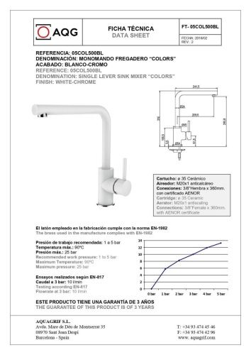 Смеситель для кухни AQG COLORS 05COL500BL на столешницу белый - фото 2