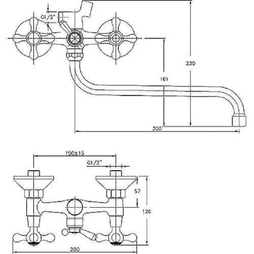 Смеситель для ванны и душа Haiba HB2208 настенный хром - фото 2