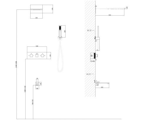 Душевая система Abber AF8253G встраиваемая в стену цвет золото с термостатом - фото 3