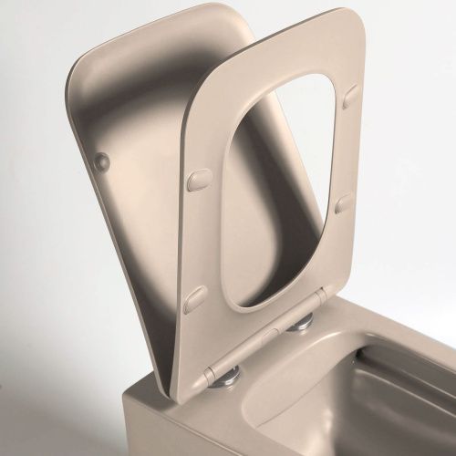 Унитаз подвесной Vincea Q-Line VT1-12MC коричневый с сиденьем микролифт безободковый душевой смыв - фото 5