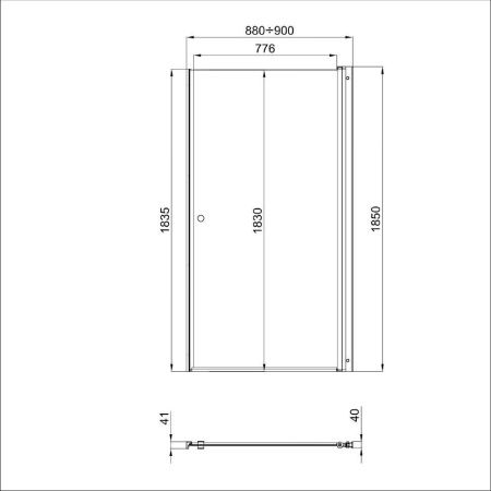 Душевая дверь Тритон Уно Щ0000036858 90х185 стекло прозрачное профиль хром