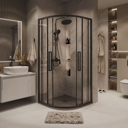 Душевой уголок Grossman Cosmo 301.K33.02.9090.21.00 90х90 стекло прозрачное профиль черный без поддона - фото 3