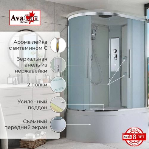 Душевая кабина AvaCan EM EM5912R 120х90 асимметричная с крышей ориентация правая - фото 2