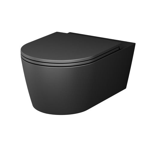 Унитаз подвесной Am.Pm Func C8F1701MBSC черный с сиденьем микролифт безободковый каскадный смыв - фото 2