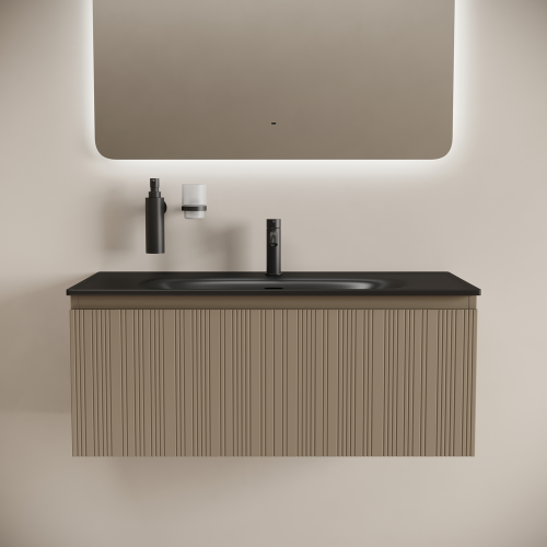 Тумба под раковину Sancos CODE CD100GB 100х50 подвесная цвет бежевый/серый - фото 2