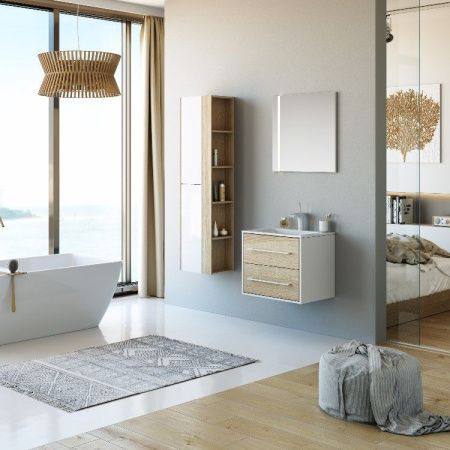 Тумба под раковину Aqwella Y Mai.01.06 60х50 подвесная цвет бежевый/белый