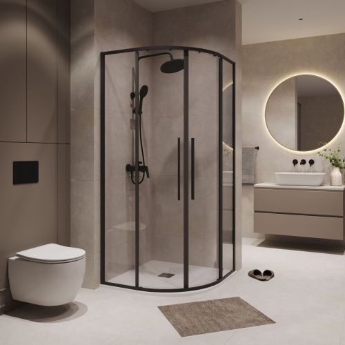 Душевой уголок Niagara Nova NG-6826-34BLACK 90х90 стекло прозрачное профиль черный без поддона - фото 3