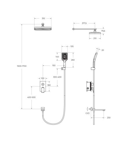 Душевая система BelBagno DUE DUE-VDSET-CRM встраиваемая в стену цвет хром - фото 2