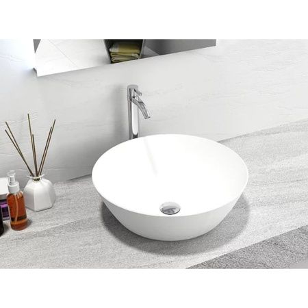 Раковина из искусственного камня MonteBianco Piemont 450 12043 50х50 накладная цвет белый без отверстий под смеситель