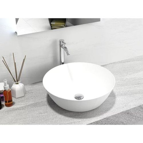 Раковина из искусственного камня MonteBianco Piemont 450 12043 50х50 накладная цвет белый без отверстий под смеситель - фото 4