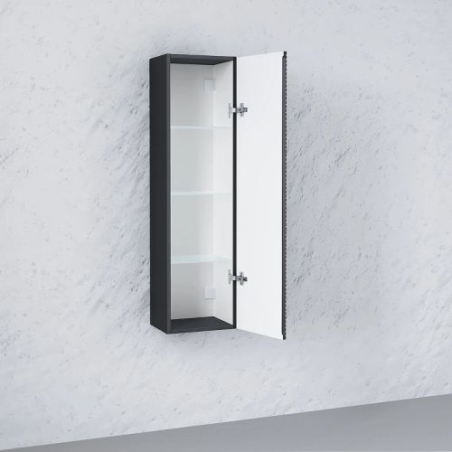 Шкаф-пенал Jorno STONE Stn.04.120/P/A/JR 30х120 подвесной цвет черный - фото 2