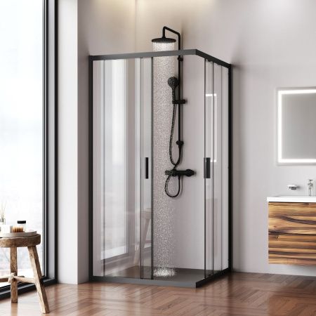 Душевой уголок Am.Pm Gem W90G-403-100100-BT 100х100 стекло прозрачное профиль черный без поддона