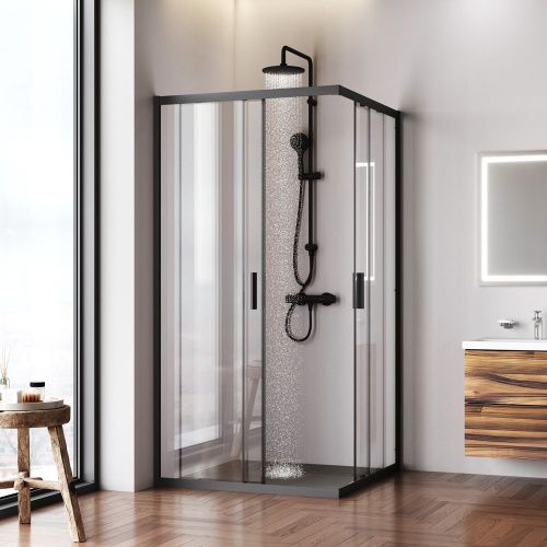 Душевой уголок Am.Pm Gem W90G-403-100100-BT 100х100 стекло прозрачное профиль черный без поддона - фото 3