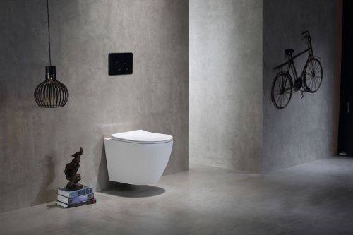 Унитаз подвесной SantiLine SL-5025 цвет белый с сиденьем микролифт безободковый смыв воронка-водоворот - фото 3