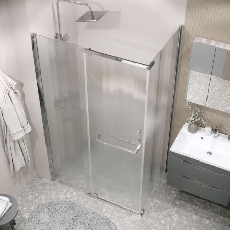 Душевой уголок Grossman Pragma 120.K33.03.1280.10.02 120х80 стекло текстурное профиль хром без поддона