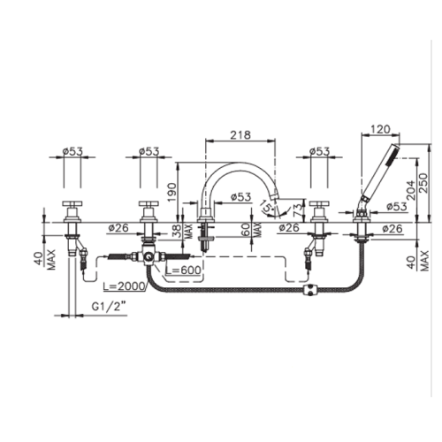 Смеситель Nicolazzi Monte Croce 2214CR27 на борт ванны хром - фото 2