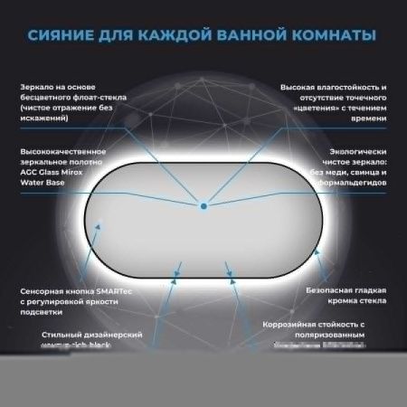 Зеркало с подсветкой Wellsee 7 Rays' Spectrum 172201960 120х60 подвесное