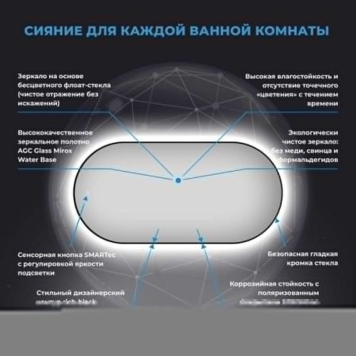 Зеркало с подсветкой Wellsee 7 Rays' Spectrum 172201960 120х60 подвесное - фото 4