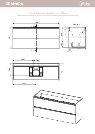 Тумба под раковину Visobath Granada 87543/73546 120х50 подвесная цвет белый