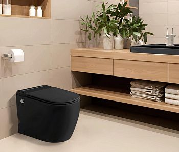 Унитаз приставной Cerutti SPA CT10199 черный с сиденьем микролифт безободковый импульсный смыв